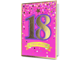 Kartka na osiemnastk PAN DRAGON  HM 200-3447 Rowe konfetti