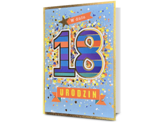 Kartka na osiemnastk PAN DRAGON  HM 200-3446 Niebieskie konfetti