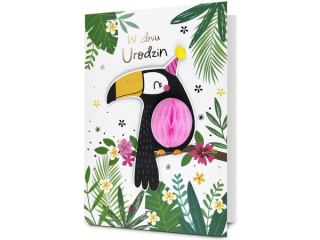 Kartka urodzinowa dla dziecka PAN DRAGON  HM 200-3430 Efekt 3D - Tukan
