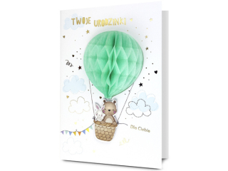 Kartka urodzinowa dla dziecka PAN DRAGON  HM 200-3427 Efekt 3D - Balon