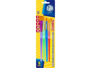 Zestaw p�dzli ASTRA nylon. uchwyt silikon. 5 szt.