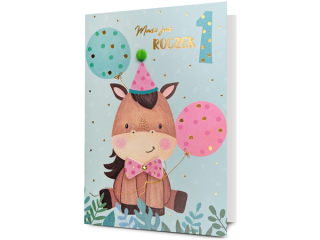 Kartki karnet na roczek PAN DRAGON HM 200-3125 Urodziny "1"