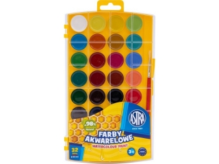 Farby akwarelowe ASTRA Miodowe 32 kol - fi 25mm z eurozawieszk�