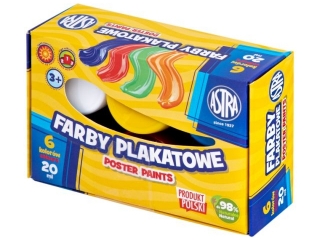 Farby plakatowe ASTRA  6 kolor�w 20ml Standard Box