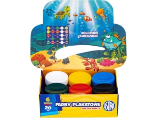 Farby plakatowe ASTRA  6 kolor�w 20ml Standard Box