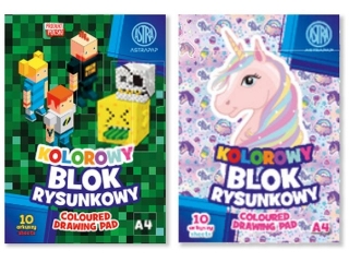 Blok rysunkowy kolorowy A4 10k. 80g ASTRAPAP "PixelxUnicorn"