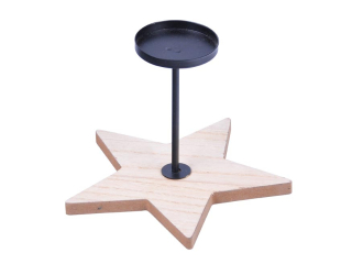 �wiecznik gwiazda dekoracja drewno + metal 15cm