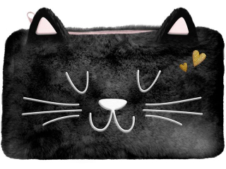 Piórnik saszetka PASO pluszowa BLACK CAT PP26BC-046 21x13x1