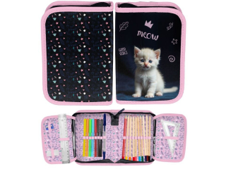 Piórnik z wyposażeniem PASO WHITE KITTY PP26CD-P001 19,5x13x3,5