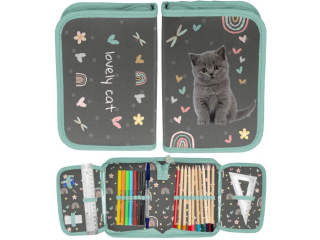 Piórnik z wyposażeniem PASO LOVELY CAT PP26CS-P001 19,5x13x3,5