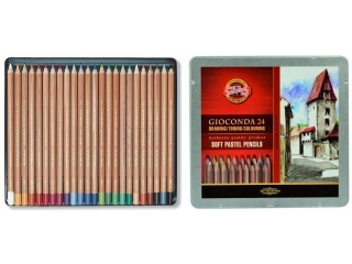 Pastele w drewnie KOH-I-NOOR Gioconda, kasetka metalowa 24 kolory