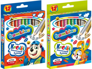 Kredki BAMBINO w oprawie drewnianej 12 kolorów HURT