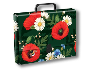 Teczka z r�czk� A4 PENMATE wzory - T 0127 Kwiaty polskie - Maki, folia mat nierysuj�ca