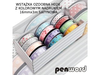 WST��KA OZDOBNA H026 Z KOLOR. NADRUKIEM 16mmx3m SATYNOWA