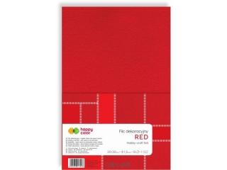 Filc dekoracyjny, 20x30 cm, 1,5 mm, 10 ark., czerwony, Happy Color