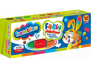 Farby plakatowe BAMBINO 10 kolorów, 20 ml HURT