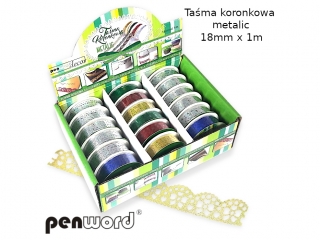 TA�MA OZDOBNA KORONKOWA METALIC 18mmX1m