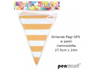GIRLANDA FLAGI GP3 W PASKI CIEMNOŻÓŁTA 27,5cmx10m