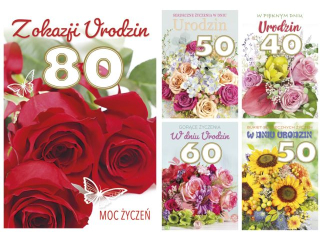 Laurka z cyframi na g�bkach exclusive B6GE 117x167 z kopert� POL-MAK Urodziny mix B6GE_UR_731