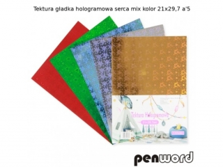 TEKTURA GŁADKA HOLOGRAMOWA SERCA MIX KOLOR21X29.7a5