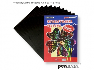 Wydrapywanka PENWORD t�czowa A3 10ark. + 2 rylce