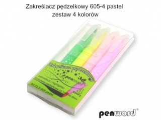 ZAKRE�LACZ P�DZELKOWY 605-4 PASTEL      ZESTAW 4 KOLOR�W