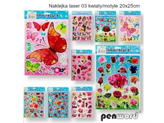 NAKLEJKA LASER 03 KWIATY/MOTYLE 20x25cm