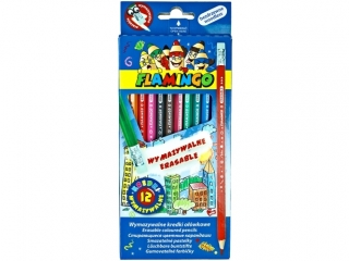 Kredki wymazywalne FUN&JOY 12 kolor�w plastikowe