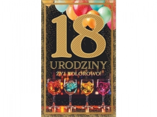 Kartka Urodzinowa ART NUVO Złocona, DUŻA 13x20, 5cm UCK-05 18-nastka