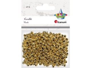 Koraliki TITANUM 5mm do nawlekania otwór 2mm 40g złote