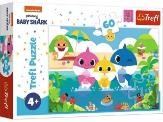 Puzzle   60 TREFL Rodzina rekin�w na wakacjach / Viacom Baby Shark