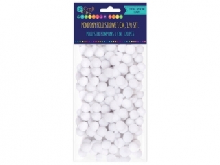Pompony poliestrowe DPCRAFT 1cm bia�e, 120 szt.