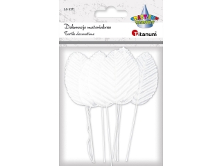 Li�cie materia�owe na druciku TITANUM 5cm 10szt. bia�e