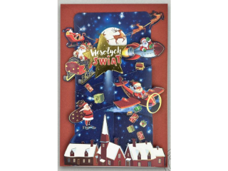 Kartka witeczna PAN DRAGON HM 100-1169 Przestrzenna "Zwariowane Mikoaje"