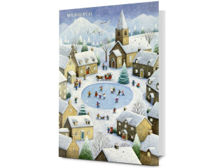 Kartka witeczna PAN DRAGON Star 159 "Zimowe lodowisko" srebrzona