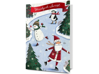 Kartka witeczna PAN DRAGON Star 156 "Mikoaj na ywach" z kolorow foli