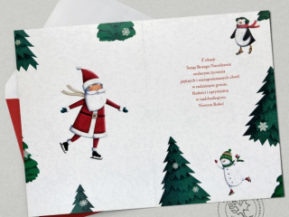 Kartka witeczna PAN DRAGON Star 156 "Mikoaj na ywach" z kolorow foli