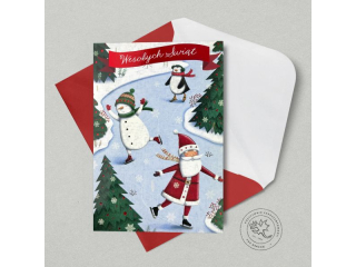 Kartka witeczna PAN DRAGON Star 156 "Mikoaj na ywach" z kolorow foli