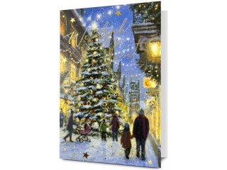 Kartka witeczna PAN DRAGON Star 157 "Switeczna ulica" zocona