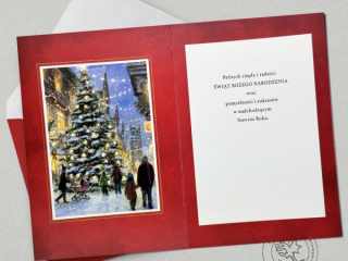 Kartka witeczna PAN DRAGON Star 157 "Switeczna ulica" zocona