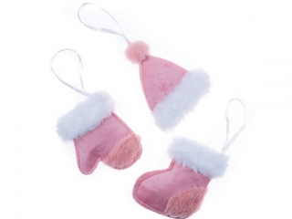 Zawieszki z futerkiem DPCRAFT 3 szt. R�owe