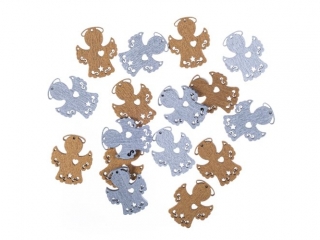 Samoprzylepne kszta�ty z drewna DPCRAFT anio�ki, 16 szt. Z�ote, srebrne
