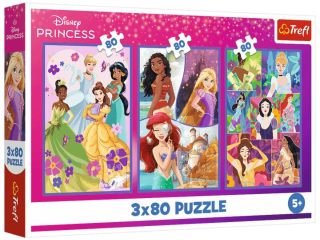 Puzzle 3x80 TREFL Disney Princess - Księżniczki przyjaciółki