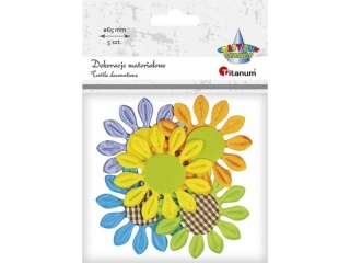 Materia�owe kwiaty 3D O65mm 5 kolor�w 5szt.