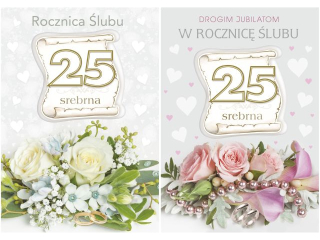 Kartki laurka LDG duża z gąbką Rocznica ślubu rocznica 25