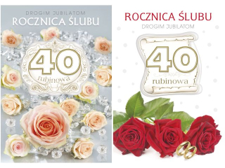 Kartki laurka LDG duża z gąbką Rocznica ślubu rocznica 40