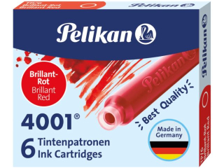 Naboje atramentowe PELIKAN krótkie, czerwone 6szt.