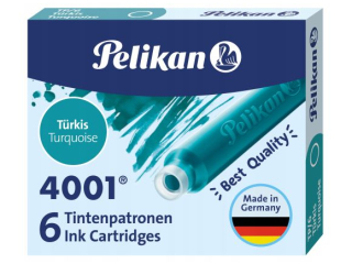 Naboje atramentowe PELIKAN krótkie, turkusowe 6szt.