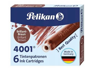 Naboje atramentowe PELIKAN krótkie, brązowe 6szt.