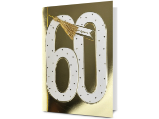 Kartka urodzinowa PAN DRAGON HM 200-3167 Bia�a cyfra w z�ocie "60"